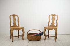 Pair of Antique Swedish Classic Rococo Chairs with Distressed Paint and Patina