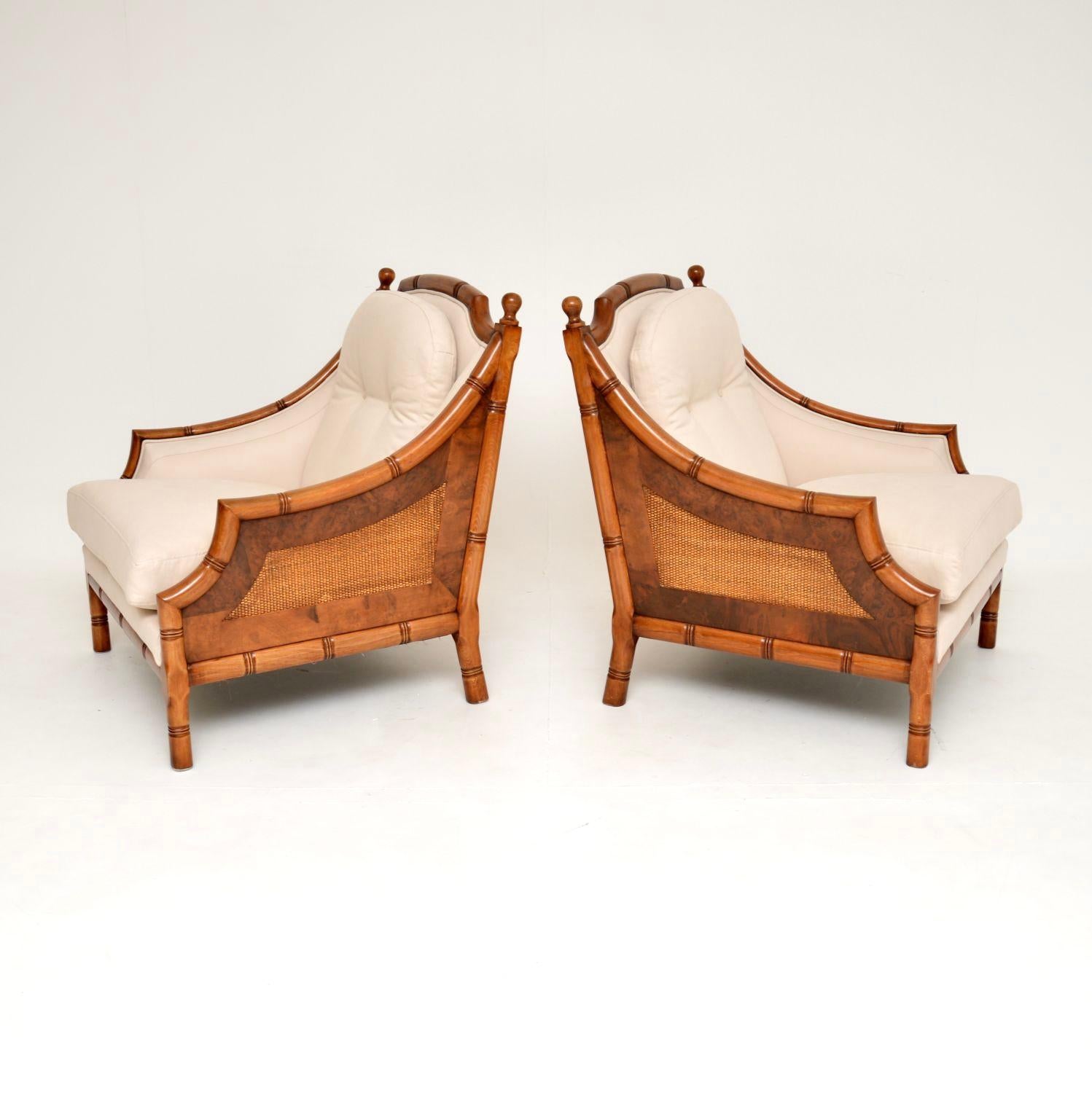 Colonial Revival Pair of Antique Swedish Colonial Style Armchairs in Walnut