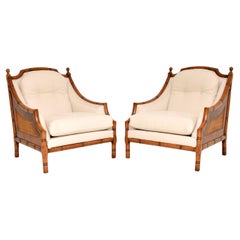 Pair of Antique Swedish Colonial Style Armchairs in Walnut
