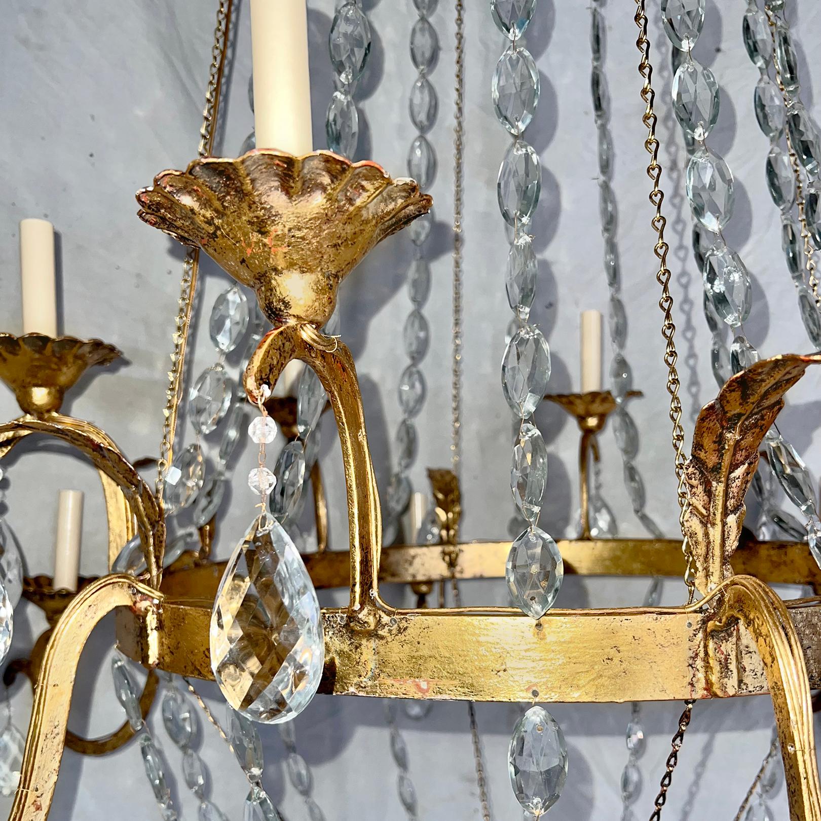 Pair of Antique Swedish Crystal Chandeliers, Sold Individually For Sale 2