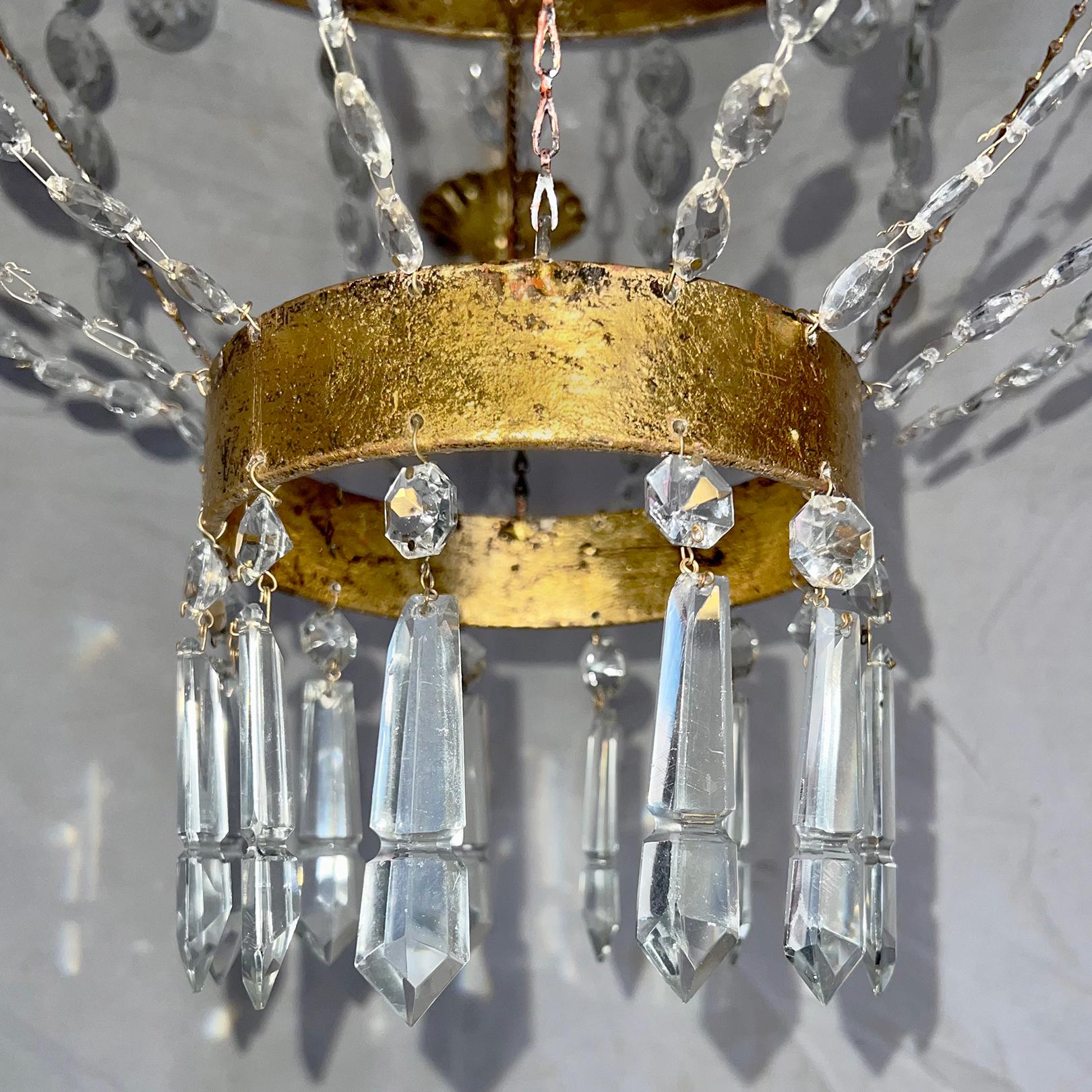 Pair of Antique Swedish Crystal Chandeliers, Sold Individually For Sale 3