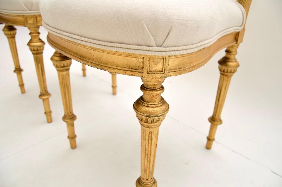 Pair of Antique Swedish Empire Giltwood Side Chairs 5