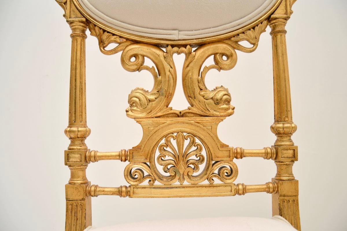Pair of Antique Swedish Empire Giltwood Side Chairs 2