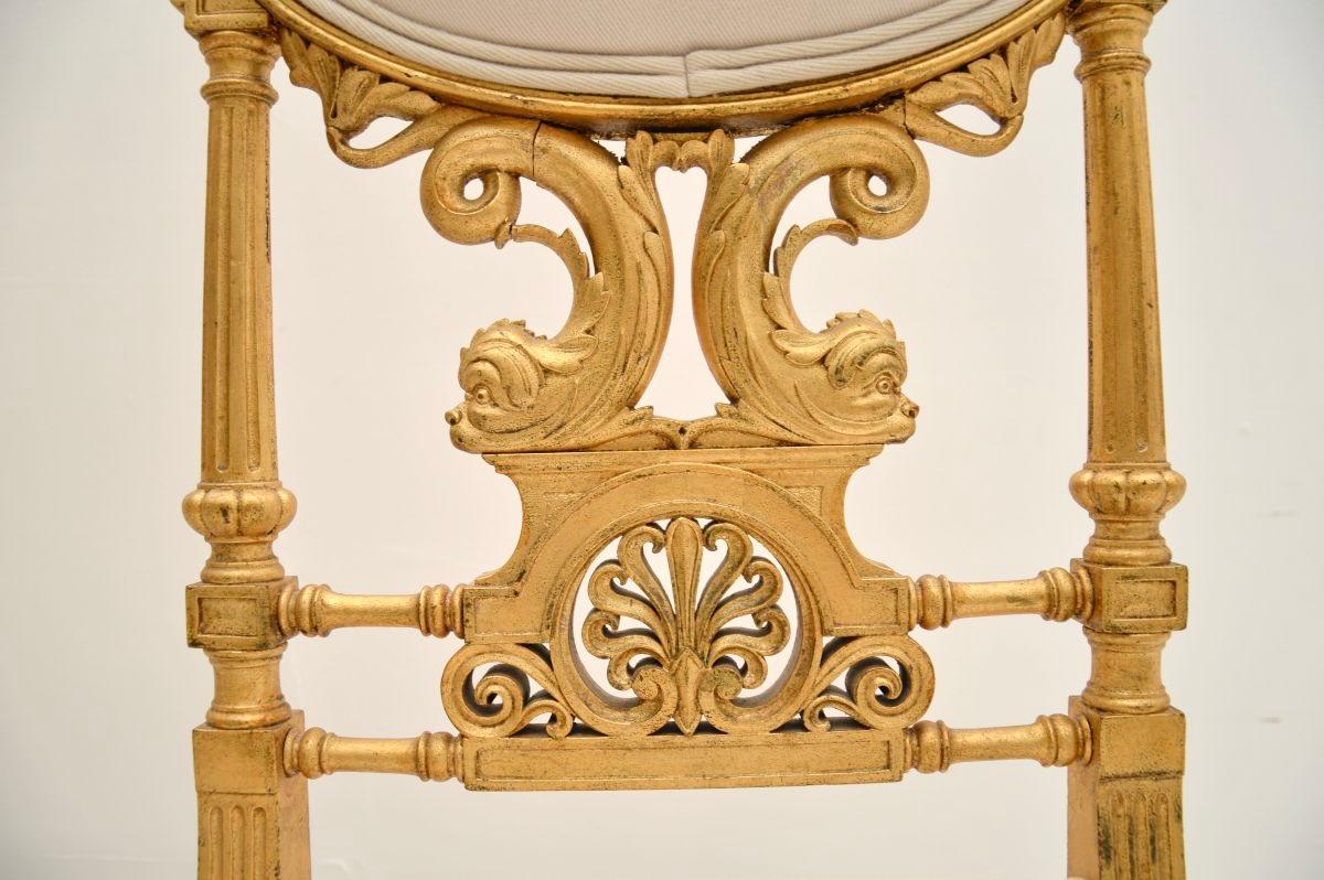 Pair of Antique Swedish Empire Giltwood Side Chairs 3