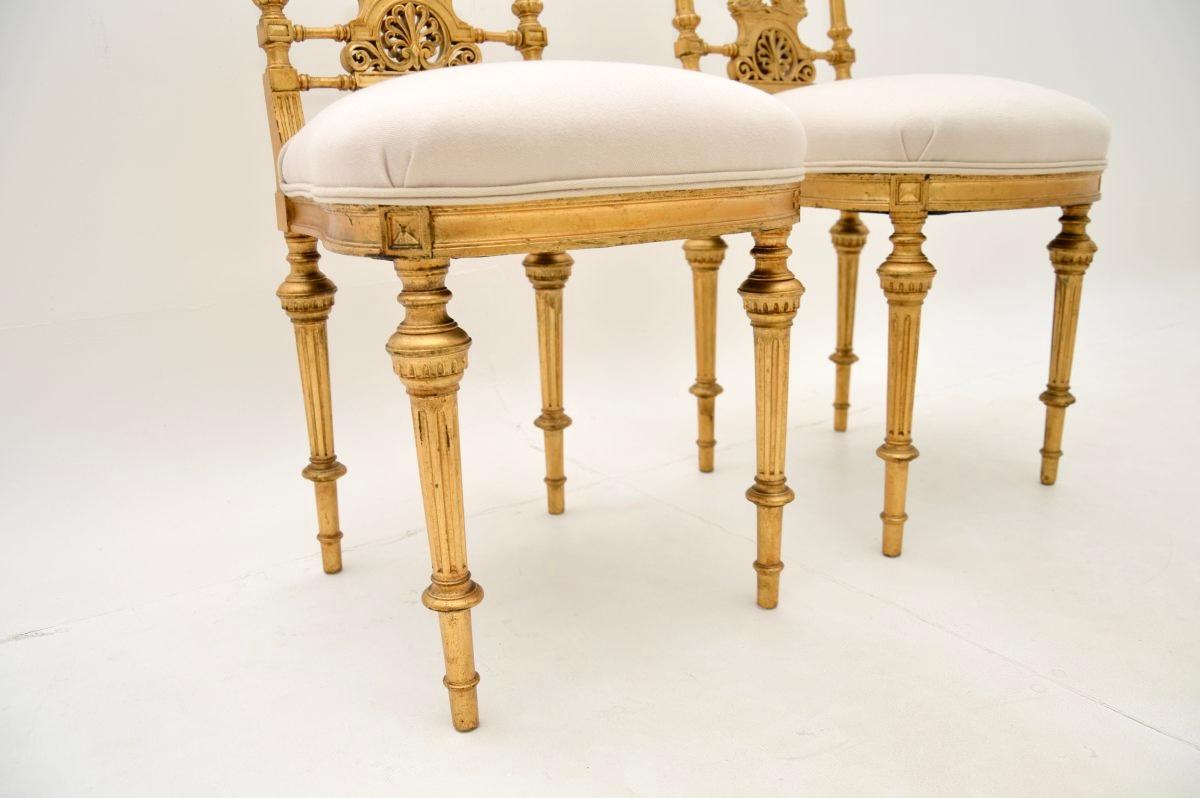 Pair of Antique Swedish Empire Giltwood Side Chairs 4