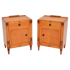 Pair of Antique Swedish Empire Sycamore Bedside Cabinets