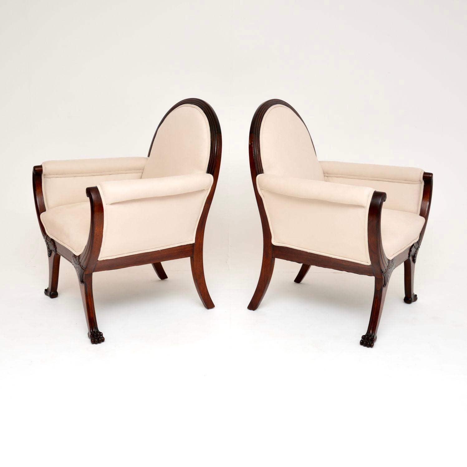 Pair of Antique Swedish Gondola Armchairs In Good Condition In London, GB