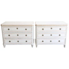Pair of Antique Swedish Gustavian, Painted Chests Gold Leaf, Late 19th Century