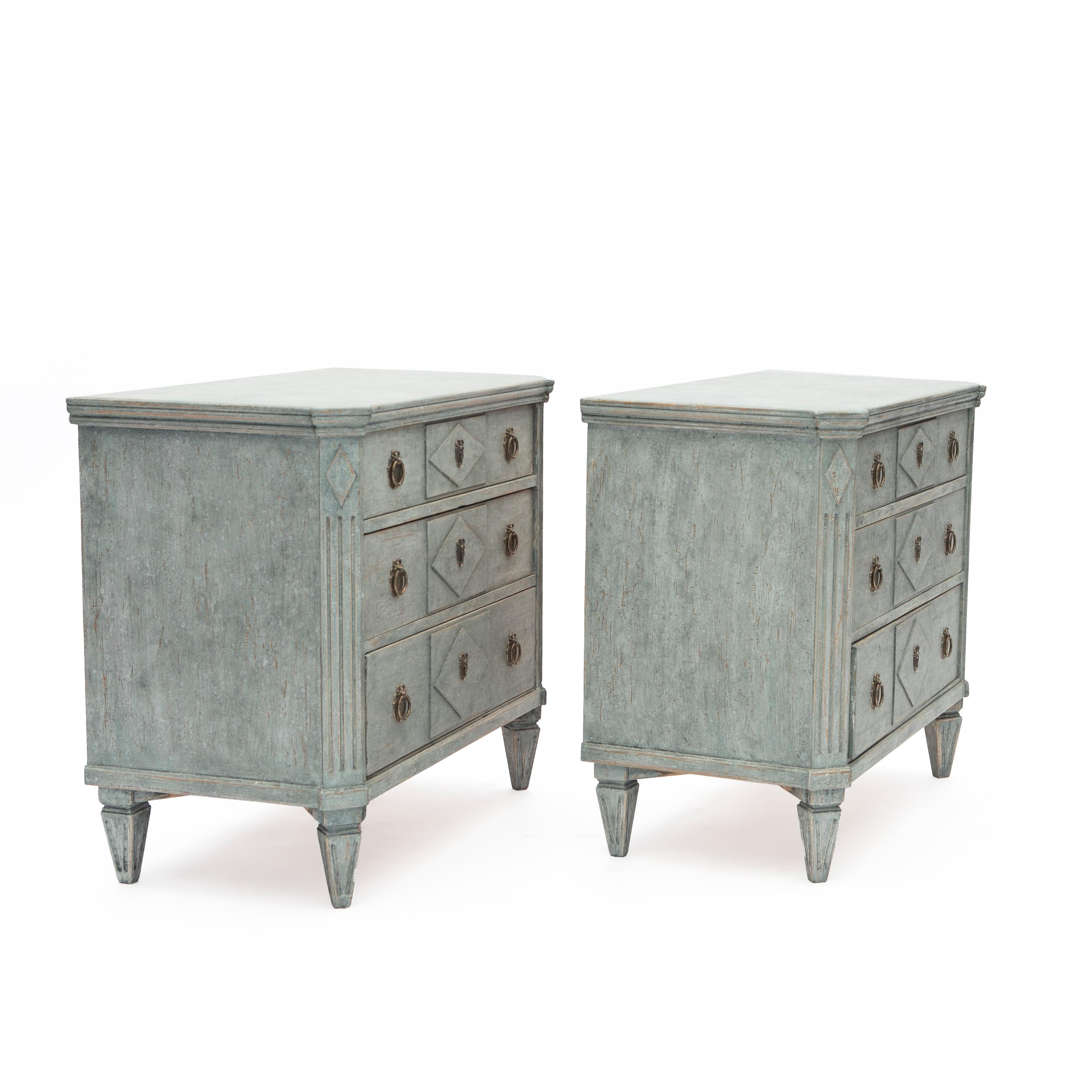 Painted Pair of Antique Swedish Gustavian Style Chest of Drawers