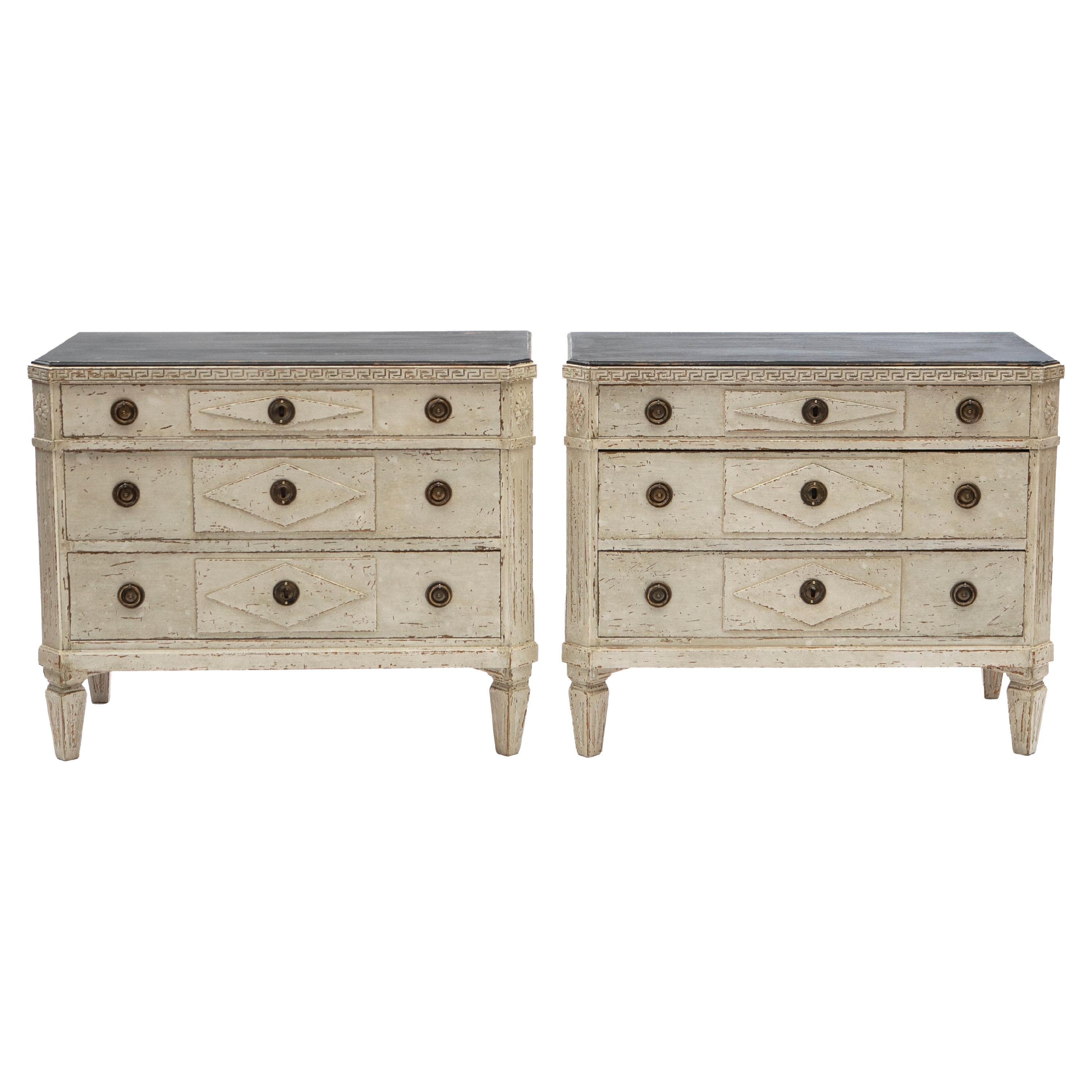 Pair of Antique Swedish Gustavian Style Chest of Drawers