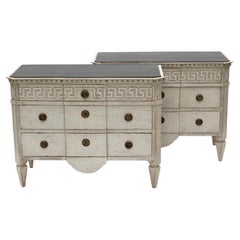 Pair of Painted Swedish Gustavian Style Chest of Drawers