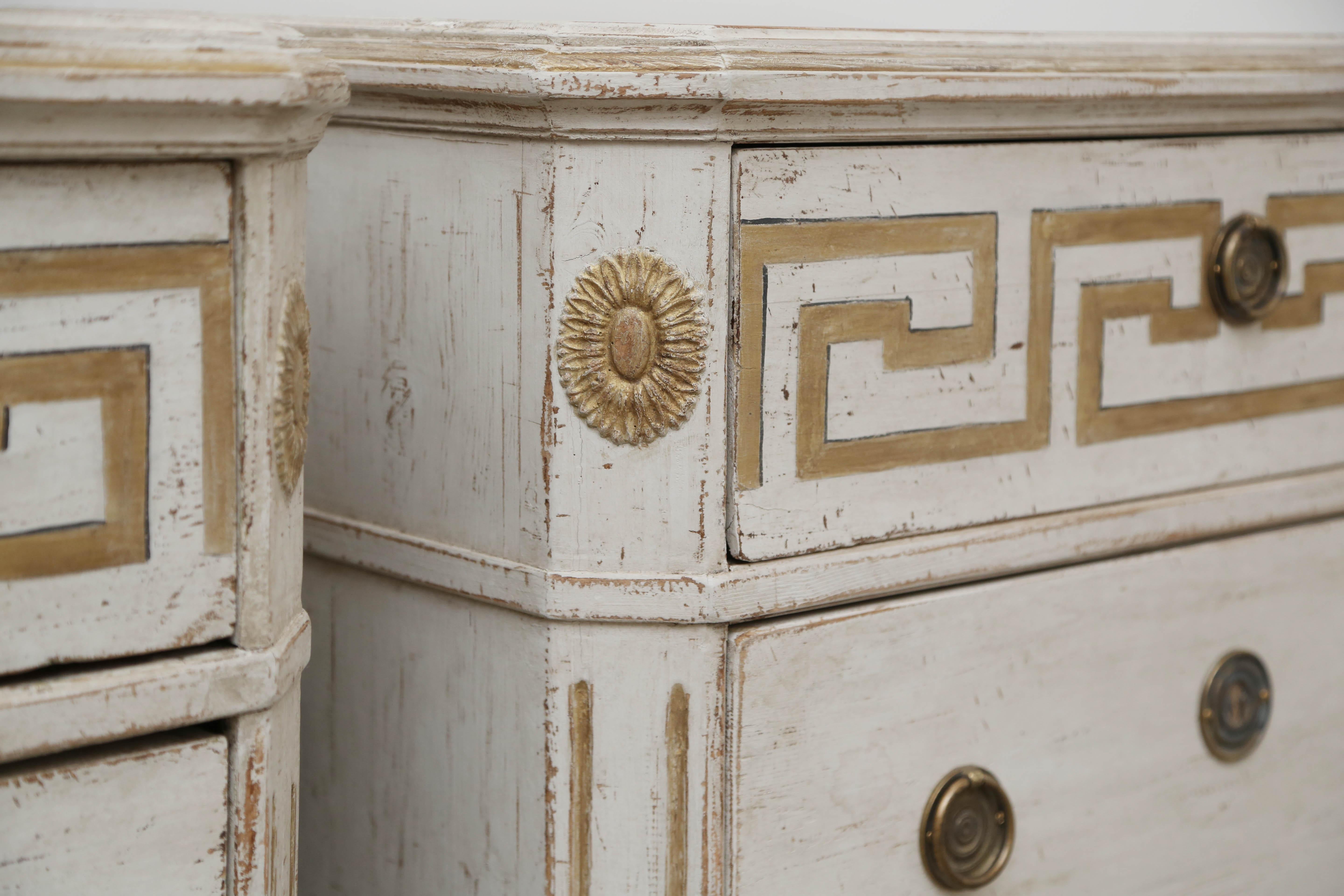 Pair of Antique Swedish Gustavian Style Painted Chests with Greek Key 7