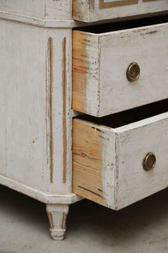 Pair of Antique Swedish Gustavian Style Painted Chests with Greek Key