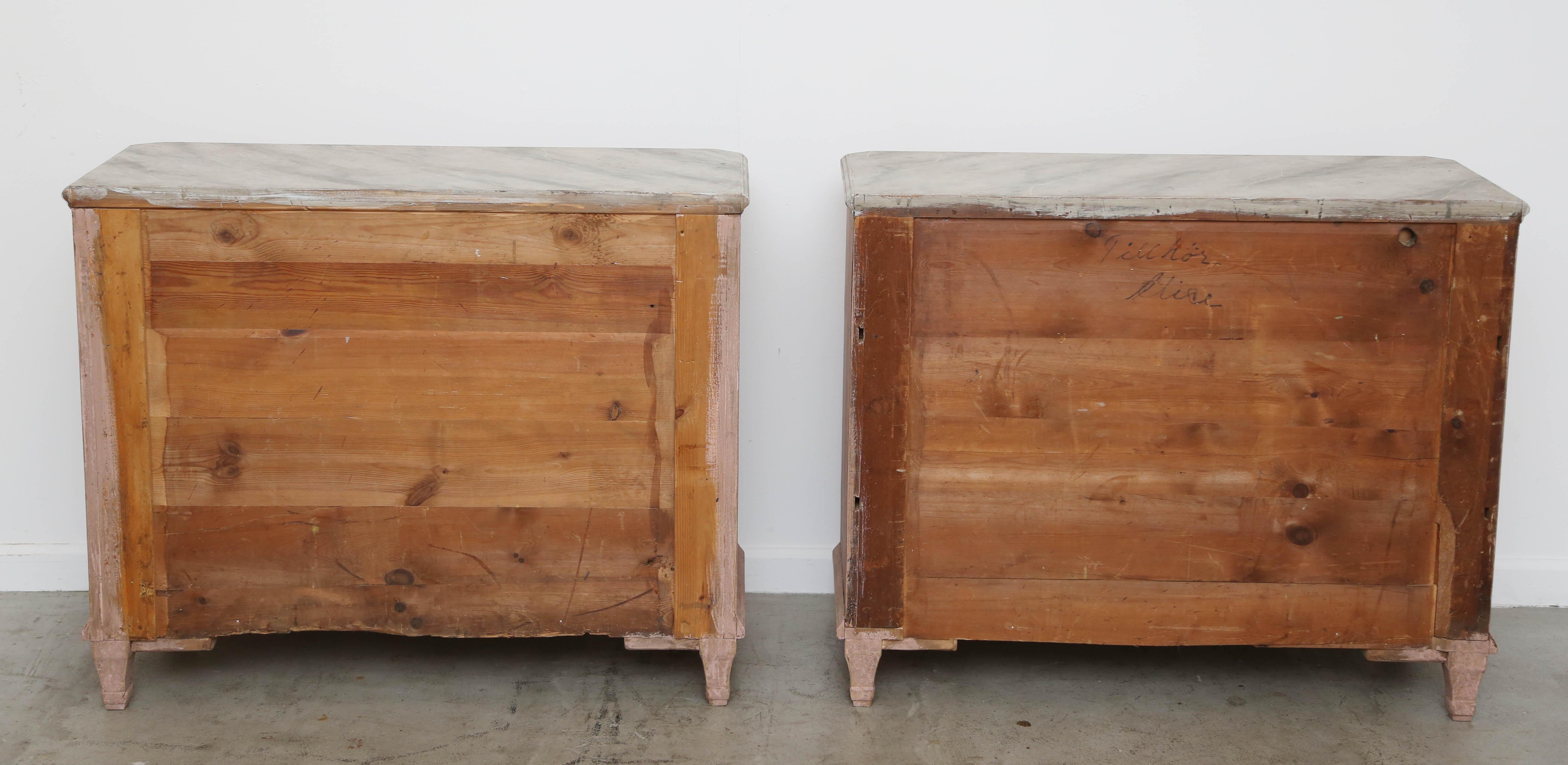Pair of Antique Swedish Gustavian Style Rose Painted Chests, Late 19th Century 1