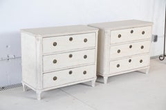 Pair of Antique Swedish Gustavian Style White Painted Chests