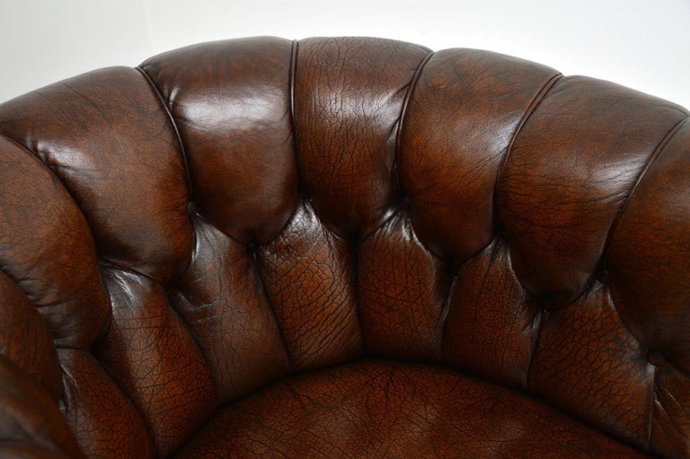 Pair of Antique Swedish Leather Chesterfield Armchairs 7