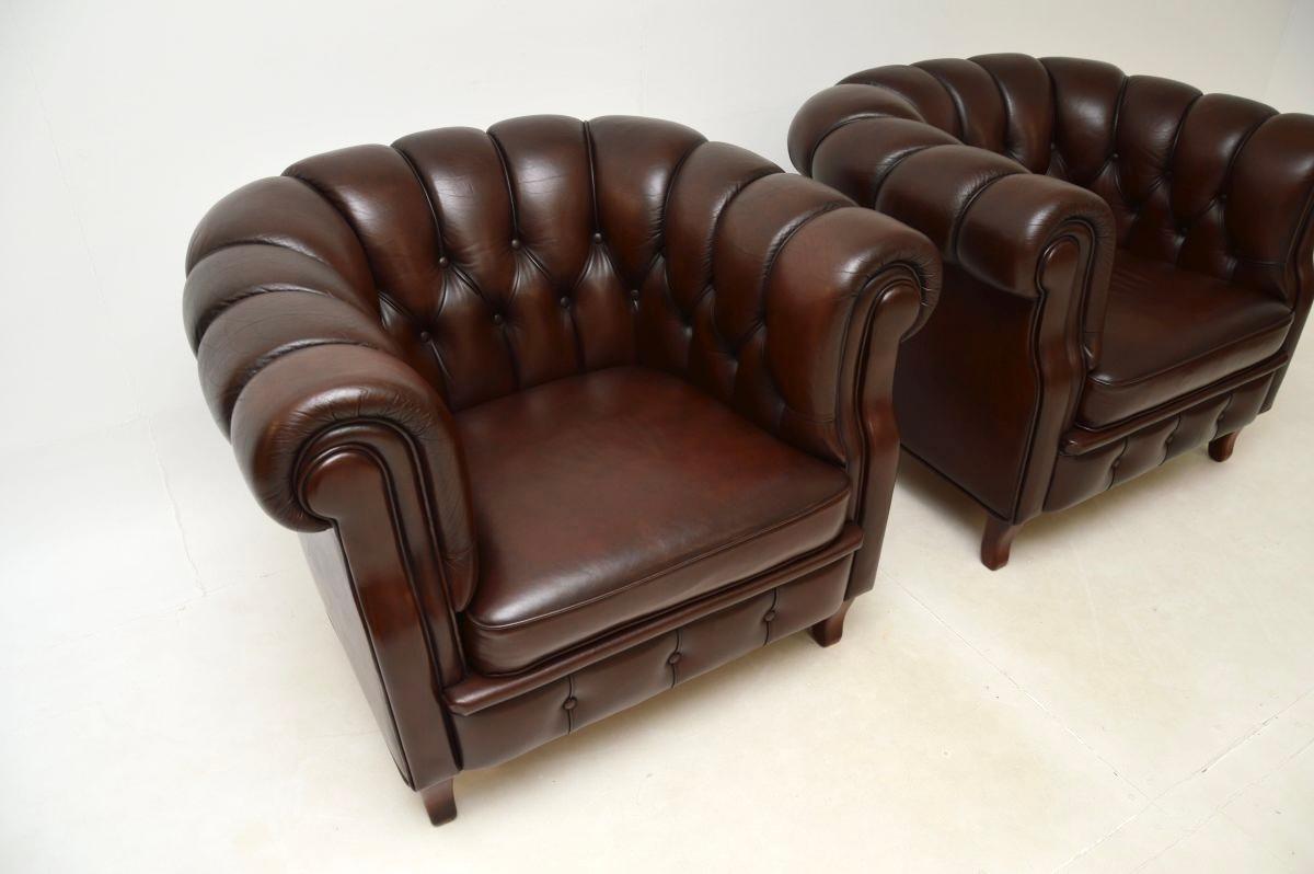 Pareja de antiguos sillones Club suecos de cuero de Broderna Andersson en Bueno estado para la venta en London, GB