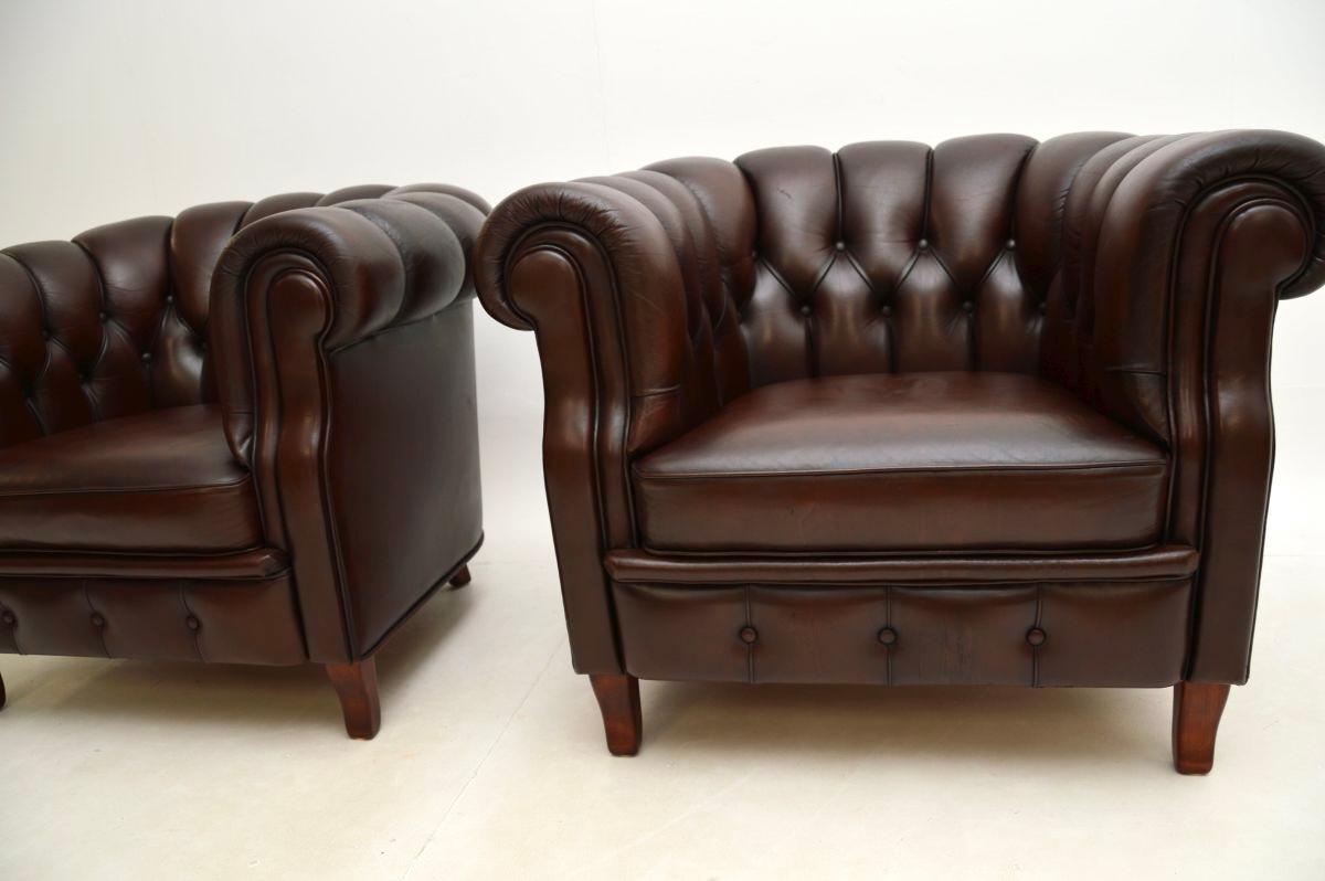 Pareja de antiguos sillones Club suecos de cuero de Broderna Andersson en venta 1