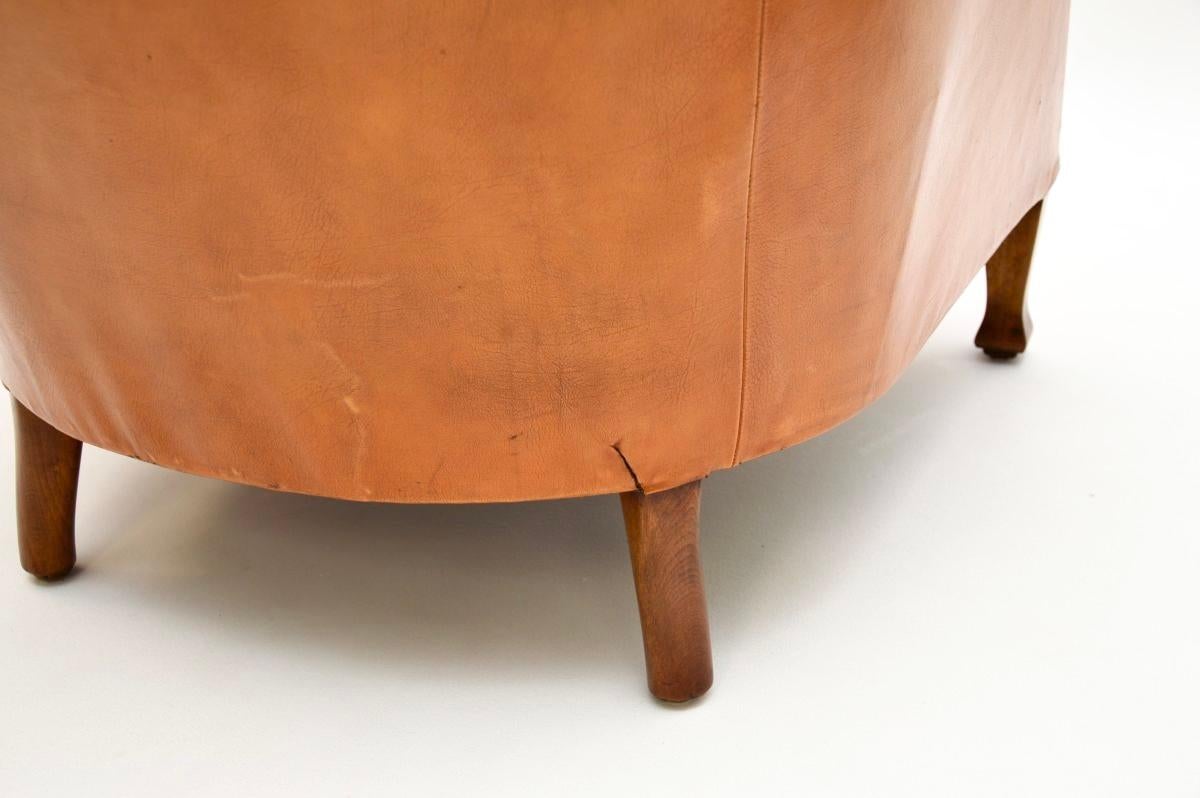 Pair of Antique Swedish Leather Club Armchairs 6