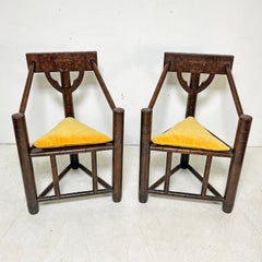 Pair of Antique Swedish Monk's Corner Chairs in Oak, Circa Early 20th Century