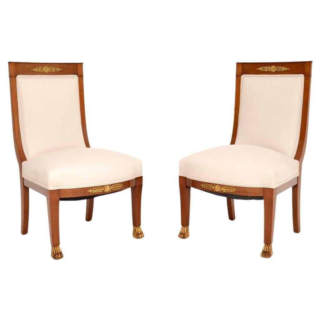 Pair of Antique Swedish Neoclassical Side Chairs For Sale