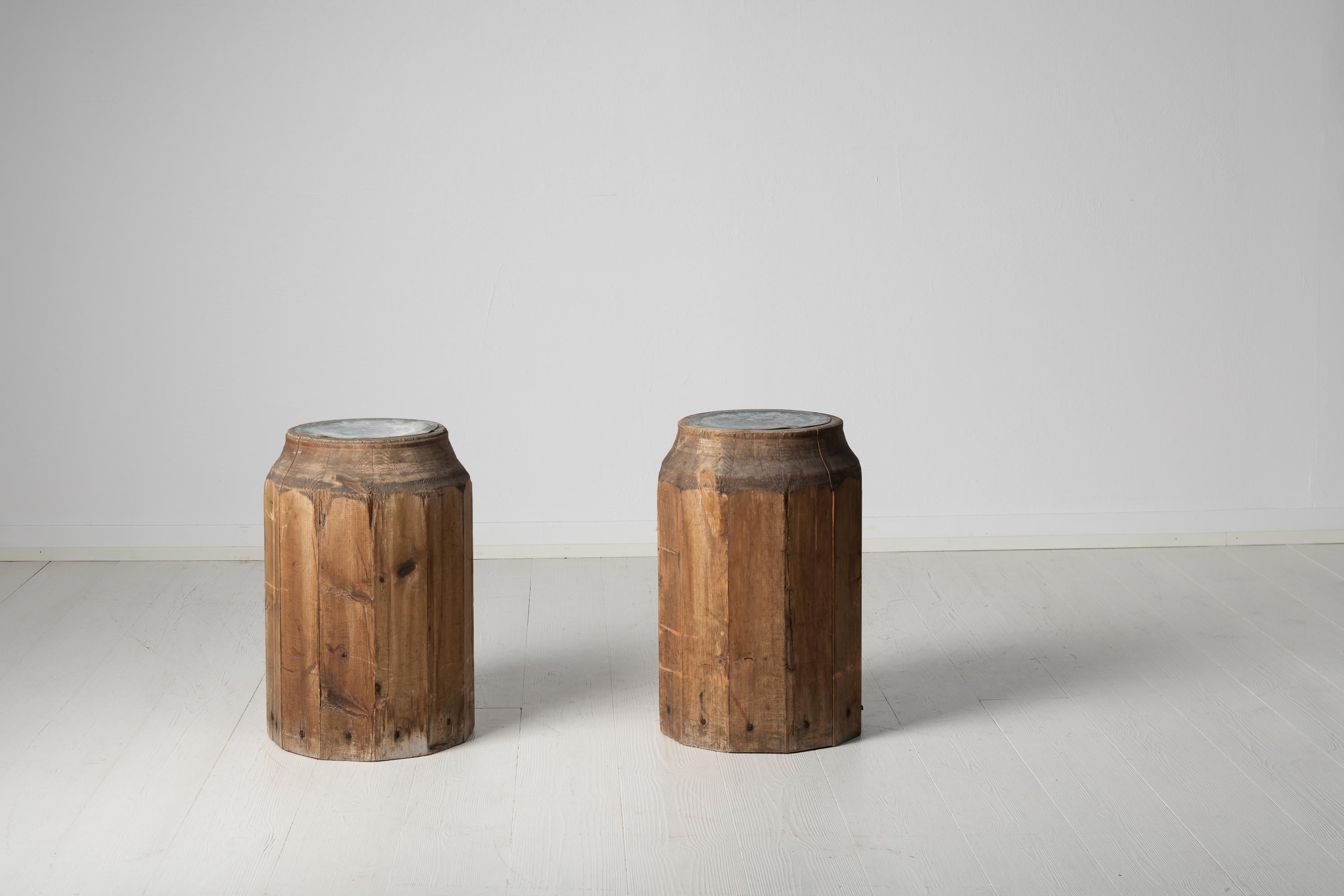 Hand-Crafted Pair of Antique Swedish Pine Pedestals