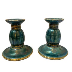 Pair of Antique Swedish Porcelain Candlesticks