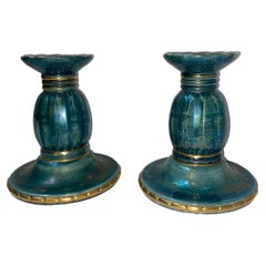 Pareja de candeleros antiguos de porcelana sueca