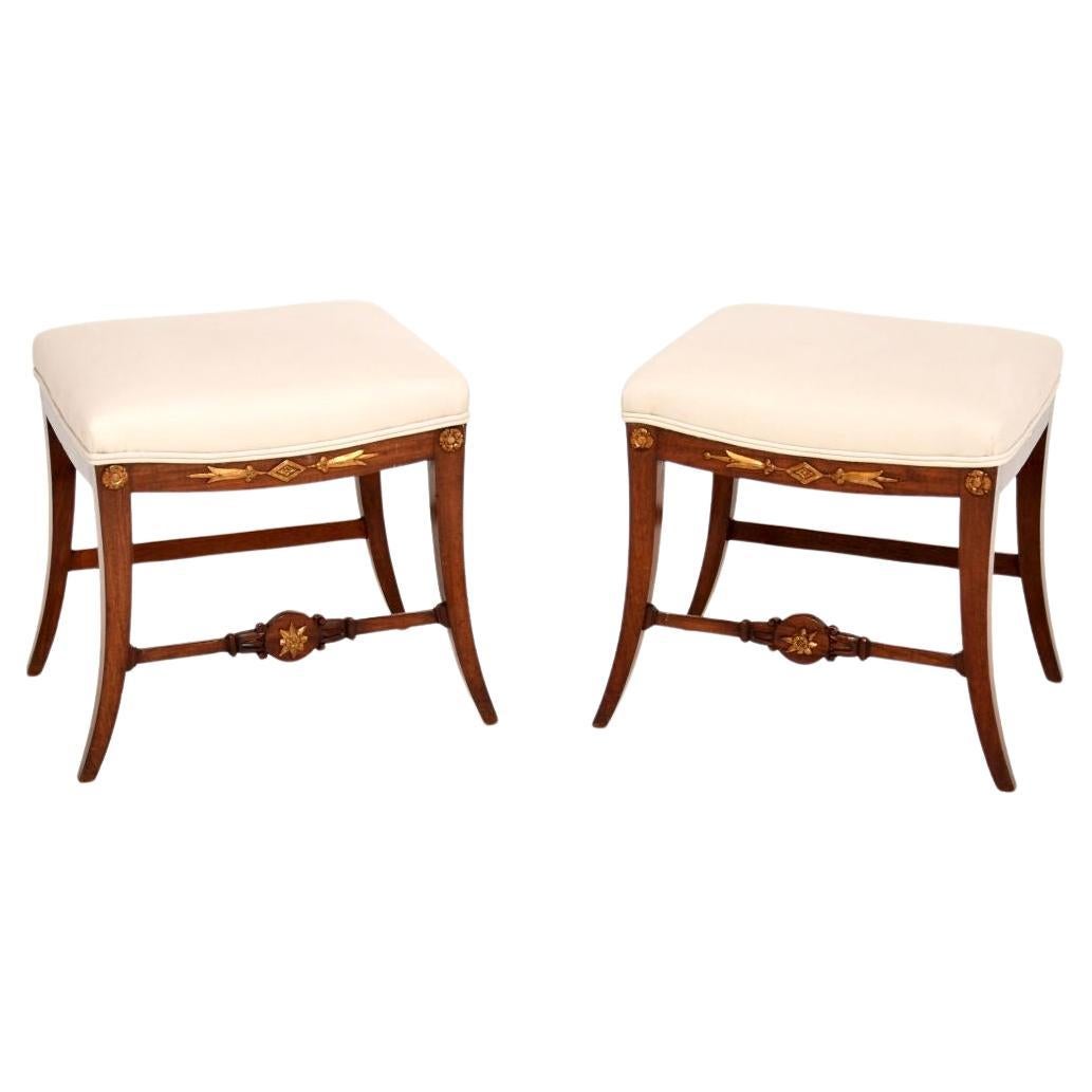Pair of Antique Swedish Regency Stools For Sale
