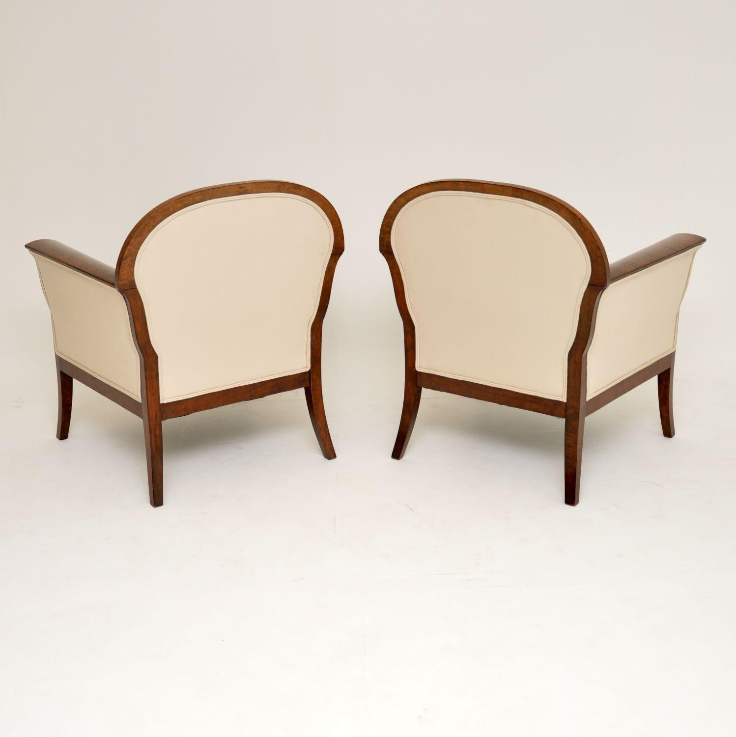 Pair of Antique Swedish Satin Birch Armchairs 6