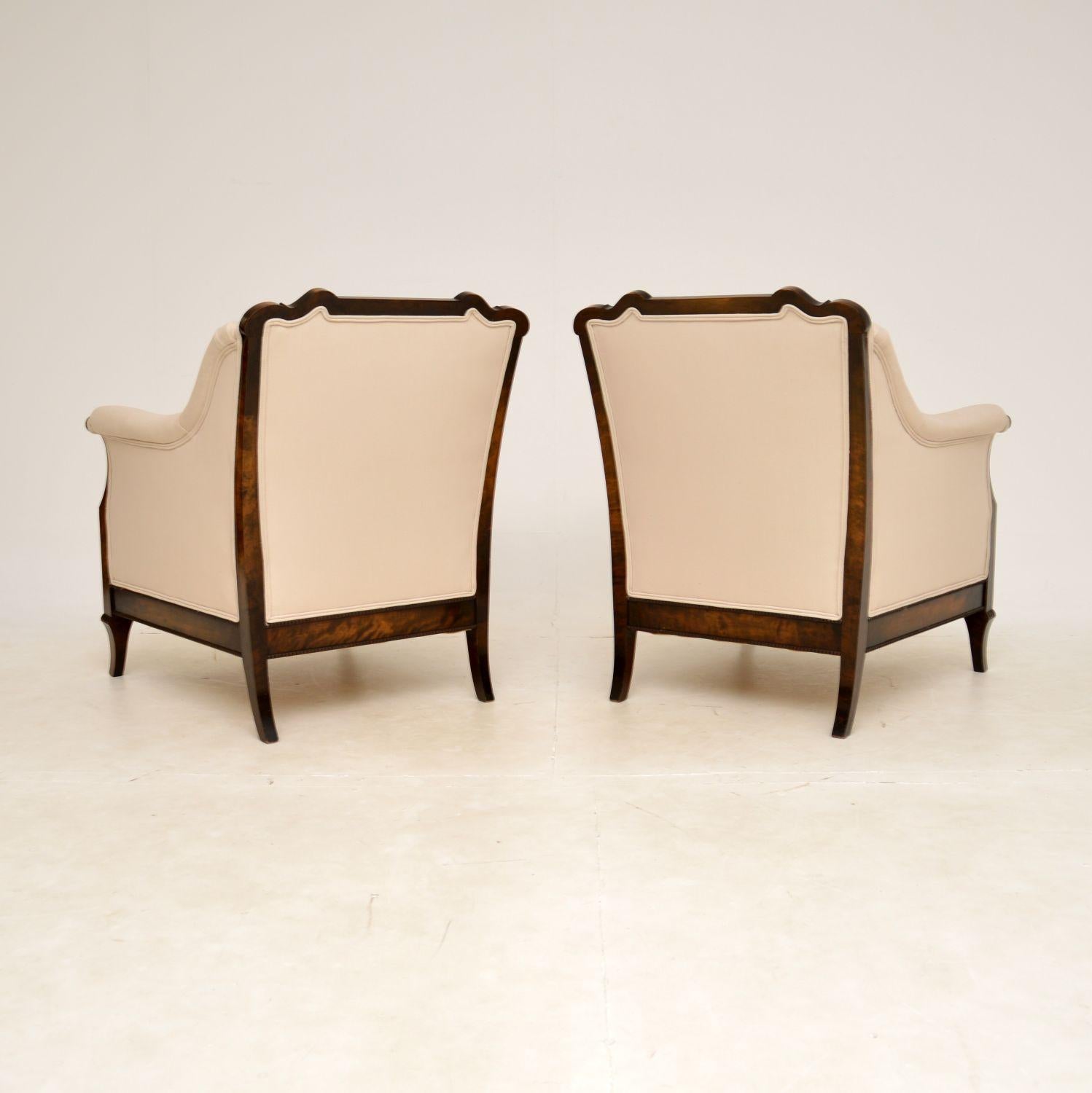 Pair of Antique Swedish Satin Birch Armchairs In Good Condition In London, GB