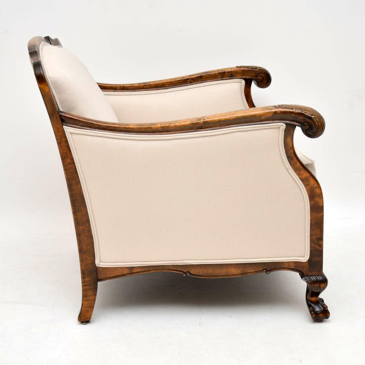Early 20th Century Pair of Antique Swedish Satin Birch Armchairs