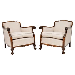 Pair of Antique Swedish Satin Birch Armchairs