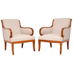 Pair of Antique Swedish Satin Birch Armchairs