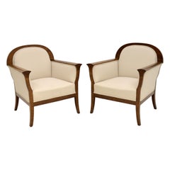 Pair of Antique Swedish Satin Birch Armchairs