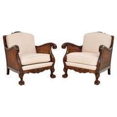 Pair of Antique Swedish Satin Birch Armchairs