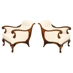 Pair of Antique Swedish Satin Birch Armchairs