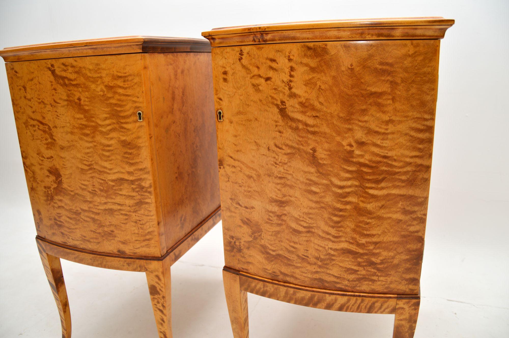 Pair of Antique Swedish Satin Birch Bedside Cabinets 5