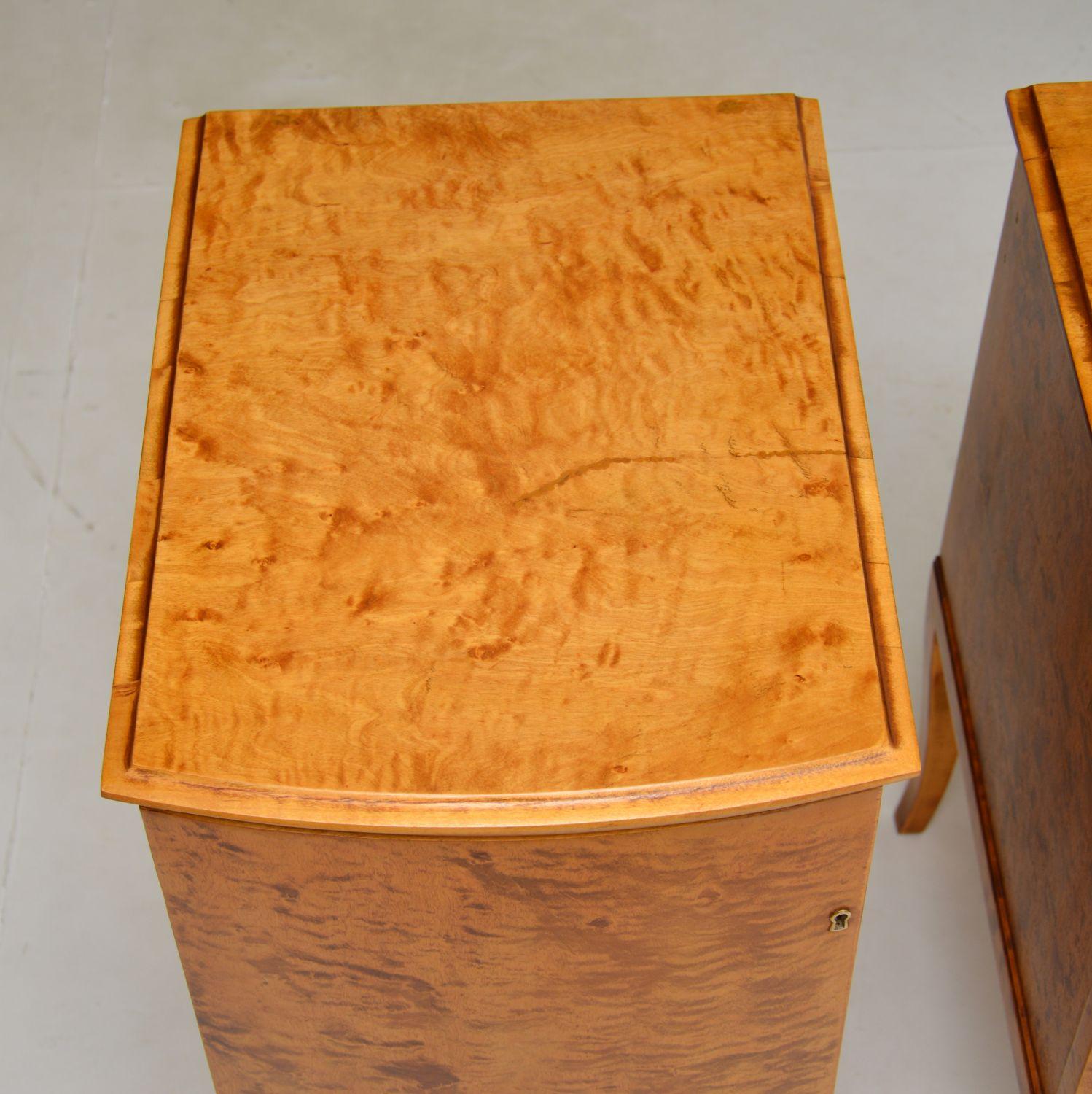 Pair of Antique Swedish Satin Birch Bedside Cabinets 2