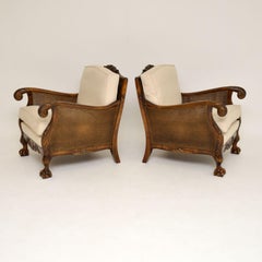 Pair of Antique Swedish Satin Birch Bergère Armchairs
