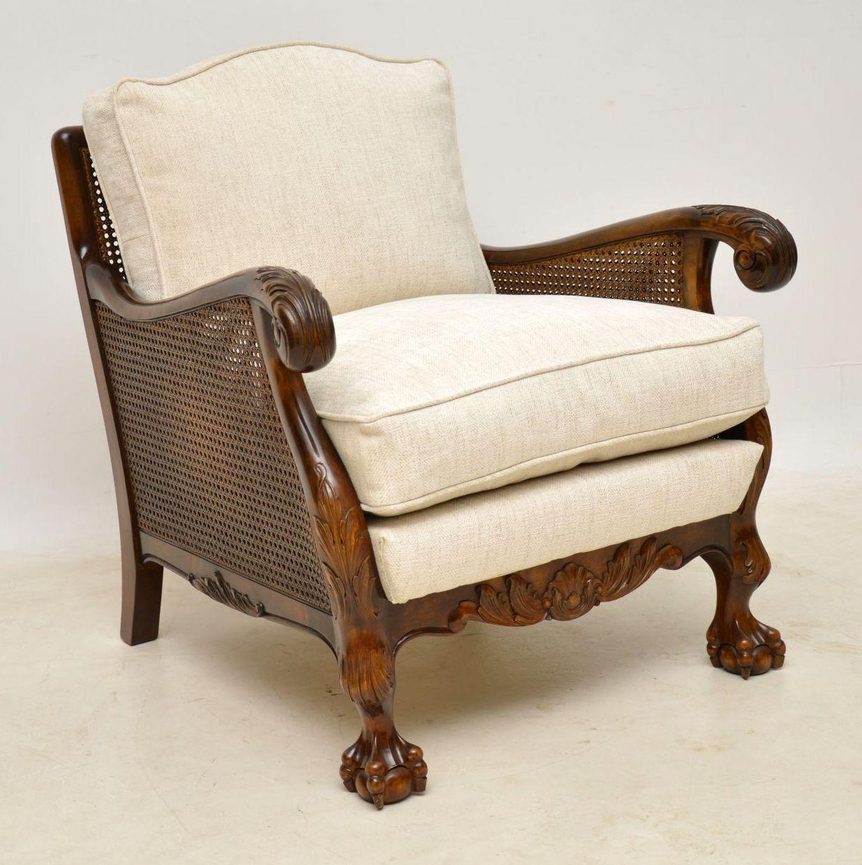 Pair of Antique Swedish Satin Birch Bergère Armchairs In Excellent Condition In London, GB