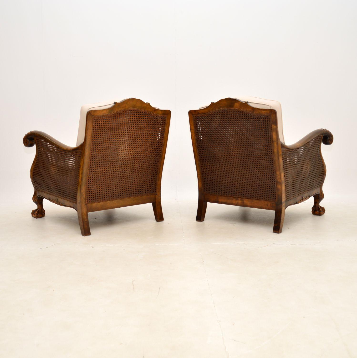 Pair of Antique Swedish Satin Birch Bergere Armchairs In Good Condition In London, GB