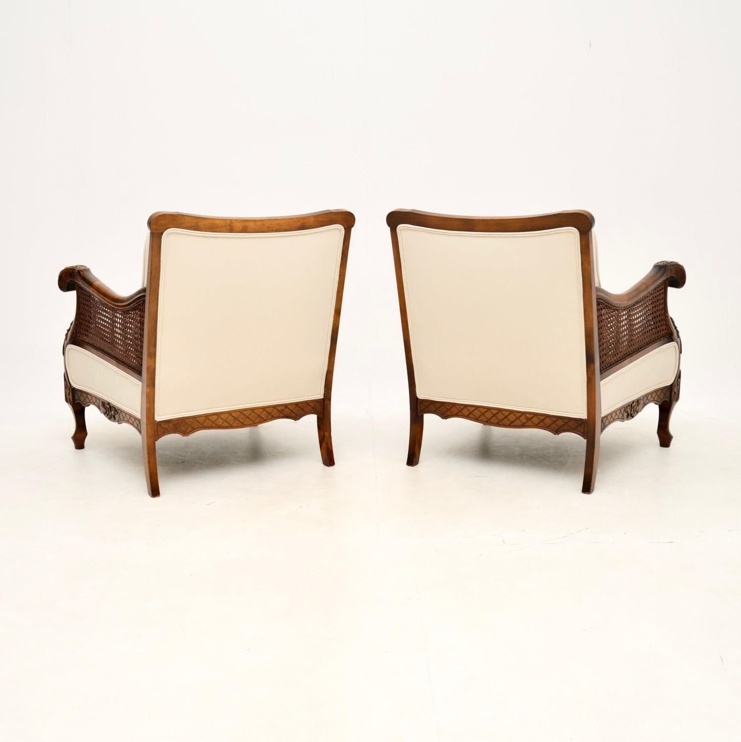 Pair of Antique Swedish Satin Birch Bergere Armchairs In Good Condition In London, GB