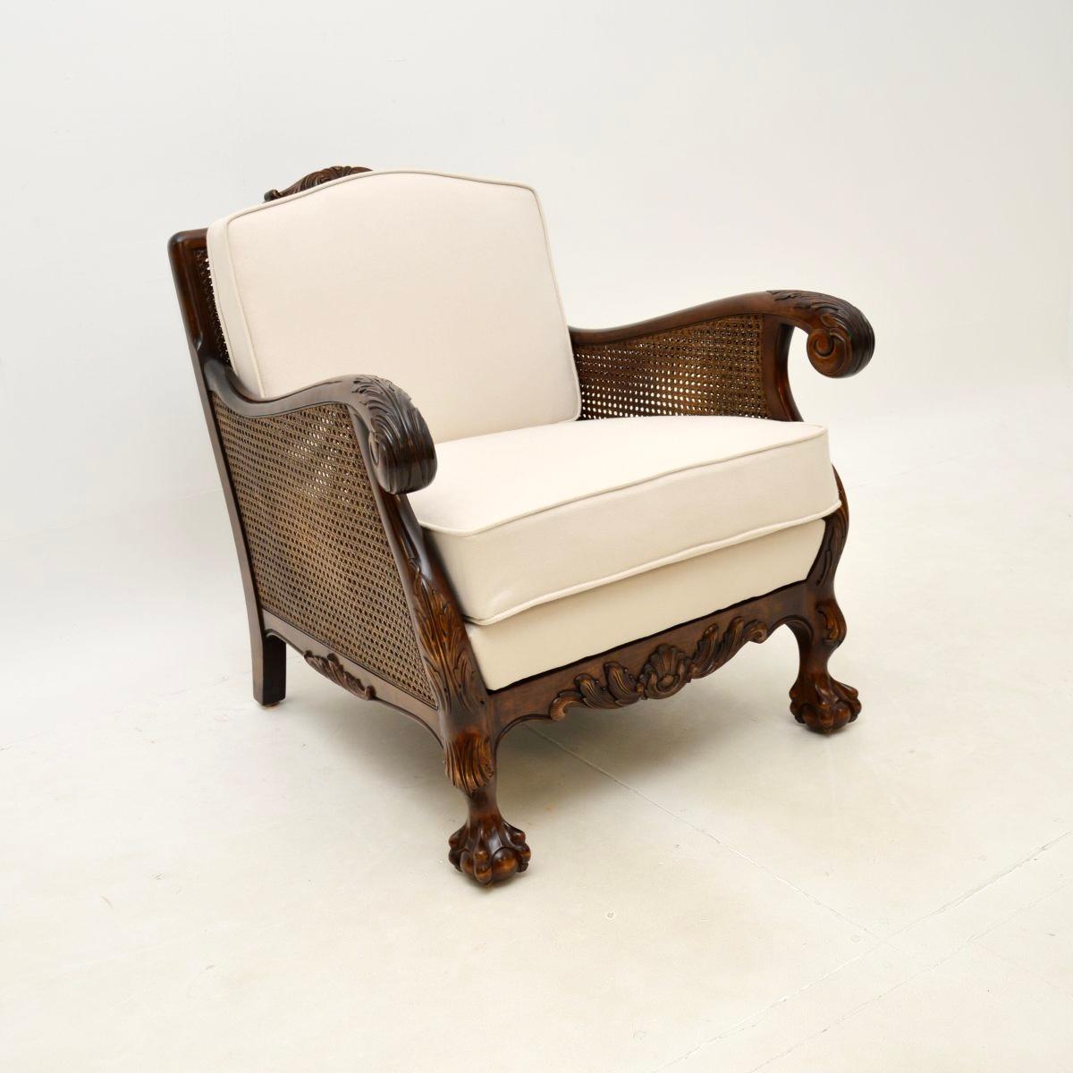 Pair of Antique Swedish Satin Birch Bergère Armchairs For Sale 1