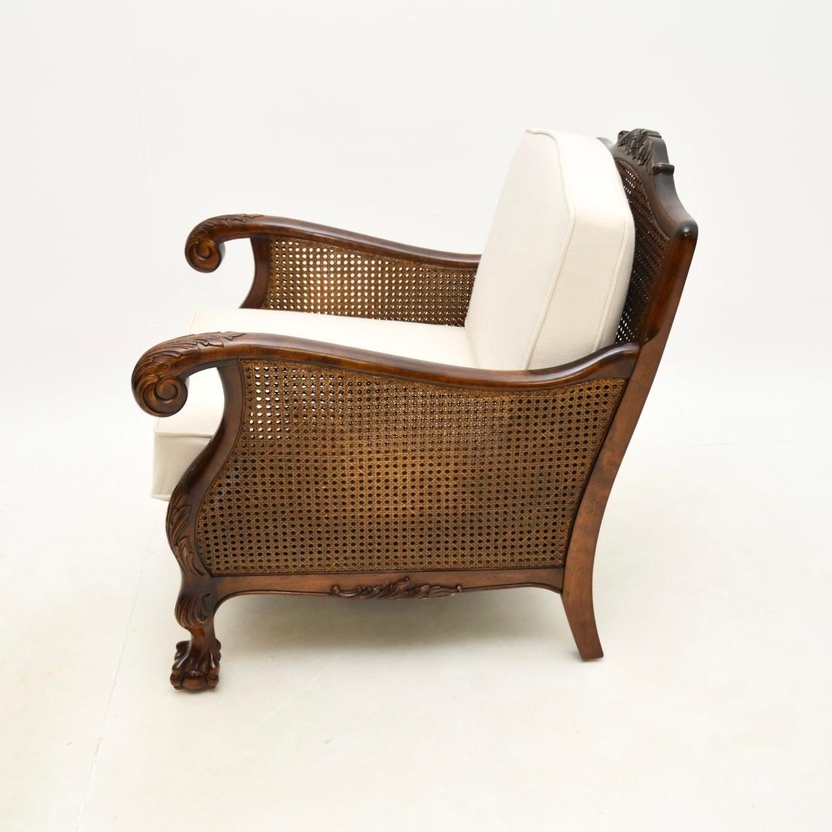 Pair of Antique Swedish Satin Birch Bergère Armchairs For Sale 2