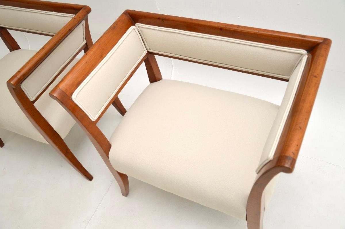 Pair of Antique Swedish Satin Birch Biedermeier Armchairs For Sale 5