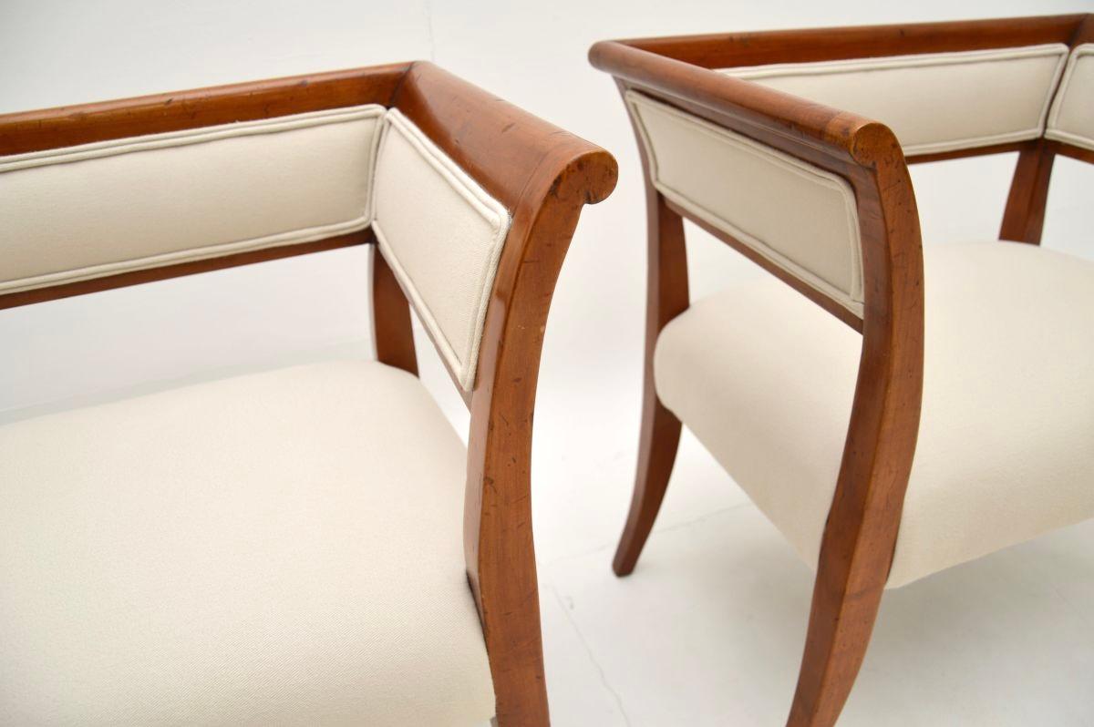 Pair of Antique Swedish Satin Birch Biedermeier Armchairs For Sale 6