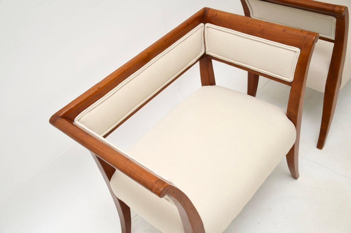 Pair of Antique Swedish Satin Birch Biedermeier Armchairs For Sale 4