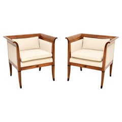 Pair of Retro Swedish Satin Birch Biedermeier Armchairs