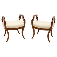 Pair of Antique Swedish Satin Birch Biedermeier Stools